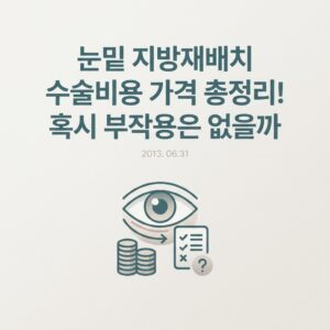 눈밑 지방재배치 수술비용 가격 총정리! 혹시 부작용은 없을까