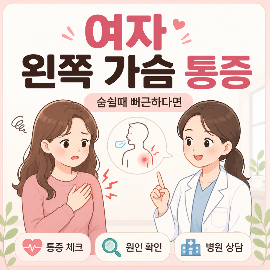 여자 왼쪽 가슴 통증 숨쉴때 뻐근하다면 확인하세요 1 image 21